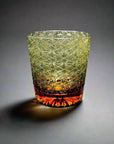 Yamada Glass Edo Kiriko Entsugi 縁繋ぎ Whisky Glass - Amber Green