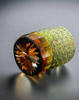 Yamada Glass Edo Kiriko Entsugi 縁繋ぎ Whisky Glass - Amber Green