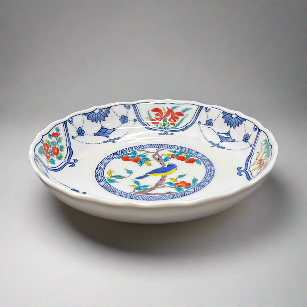 Kutani-ware Seiko Kiln Floral and Bird Plate Set (5 pcs)