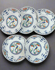Kutani-ware Seiko Kiln Floral and Bird Plate Set (5 pcs)