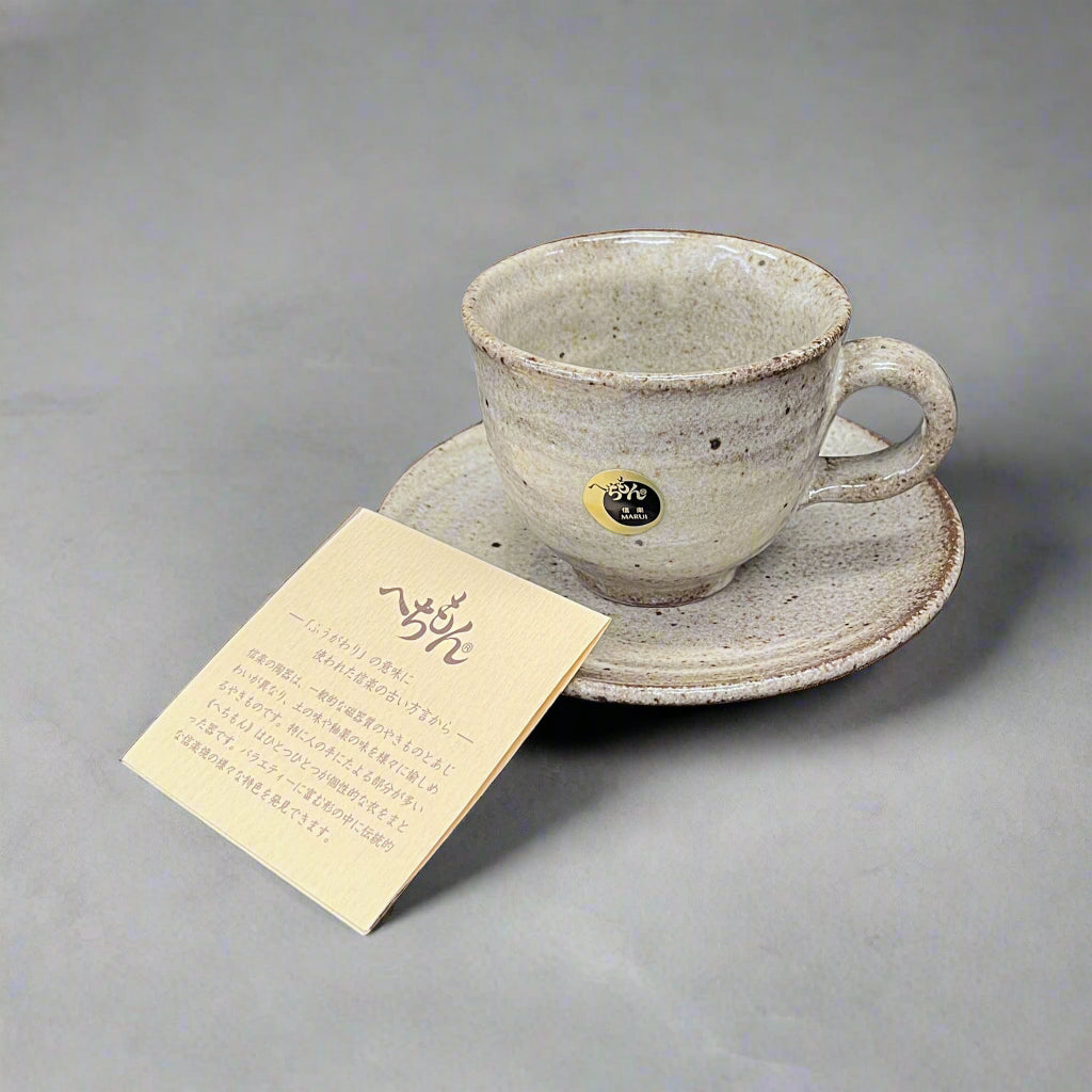 Shigaraki Ash Brush Coffee Cup and Saucer