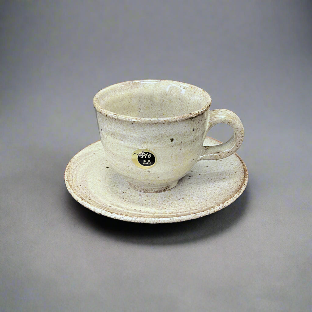 Shigaraki Ash Brush Coffee Cup and Saucer