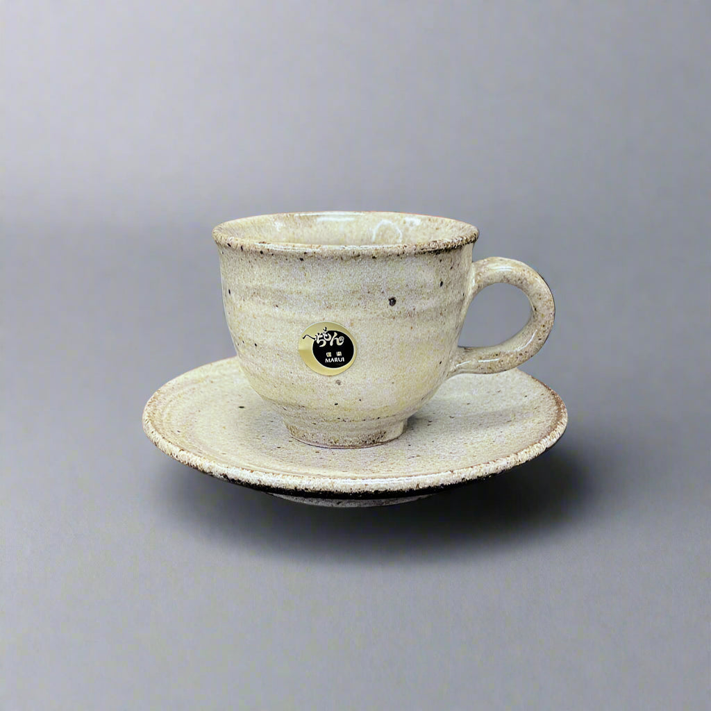 Shigaraki Ash Brush Coffee Cup and Saucer