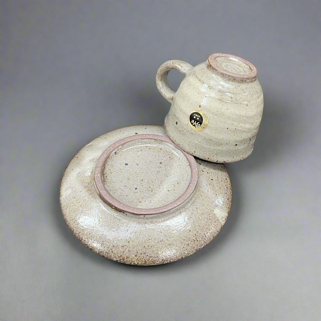 Shigaraki Ash Brush Coffee Cup and Saucer