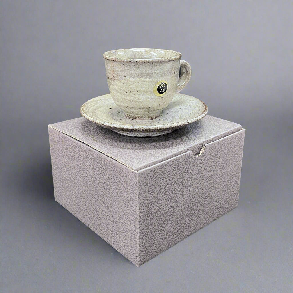 Shigaraki Ash Brush Coffee Cup and Saucer