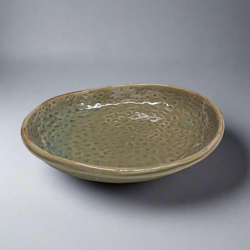 Fukui Craft Ash Cracked Glaze Oval Plate