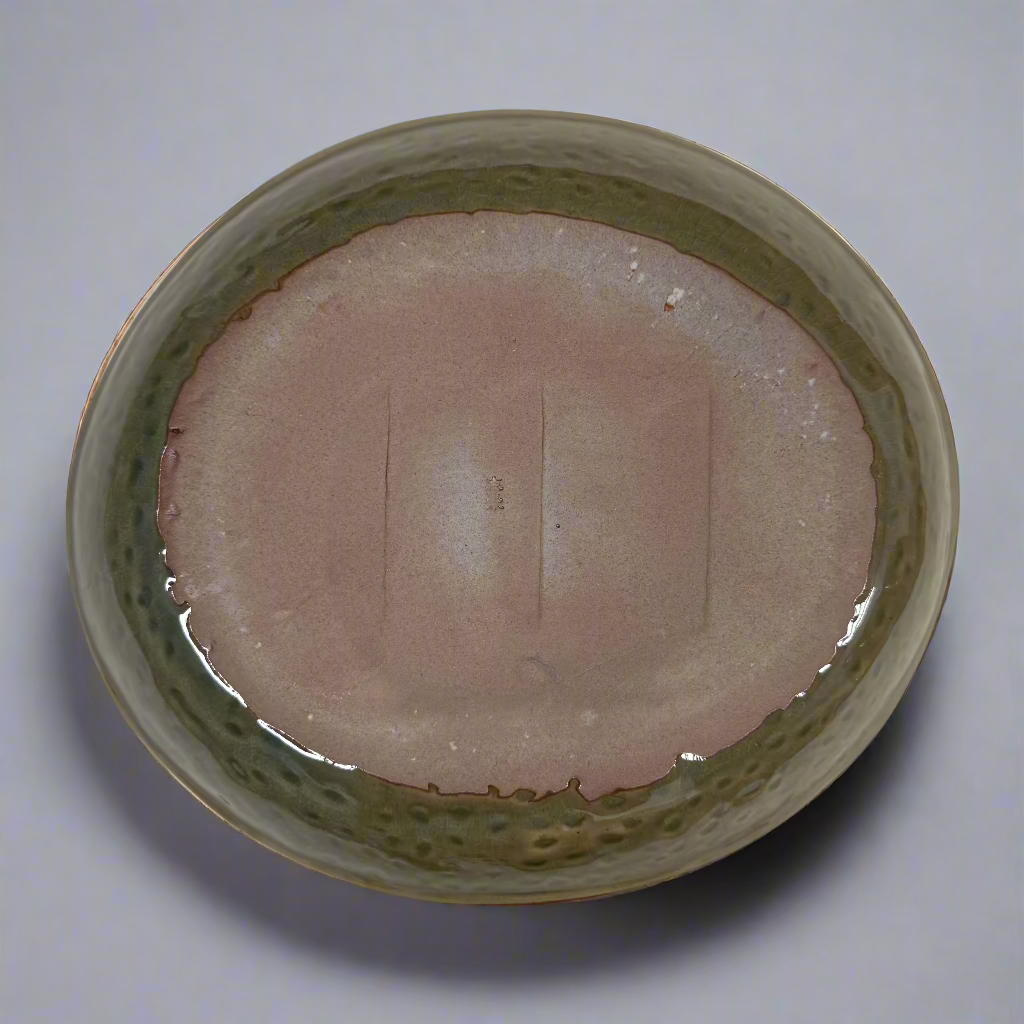 Fukui Craft Ash Cracked Glaze Oval Plate