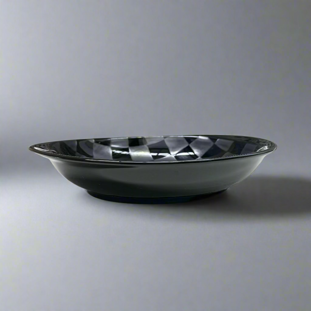 Maruko Checkered Pattern Oval Plate