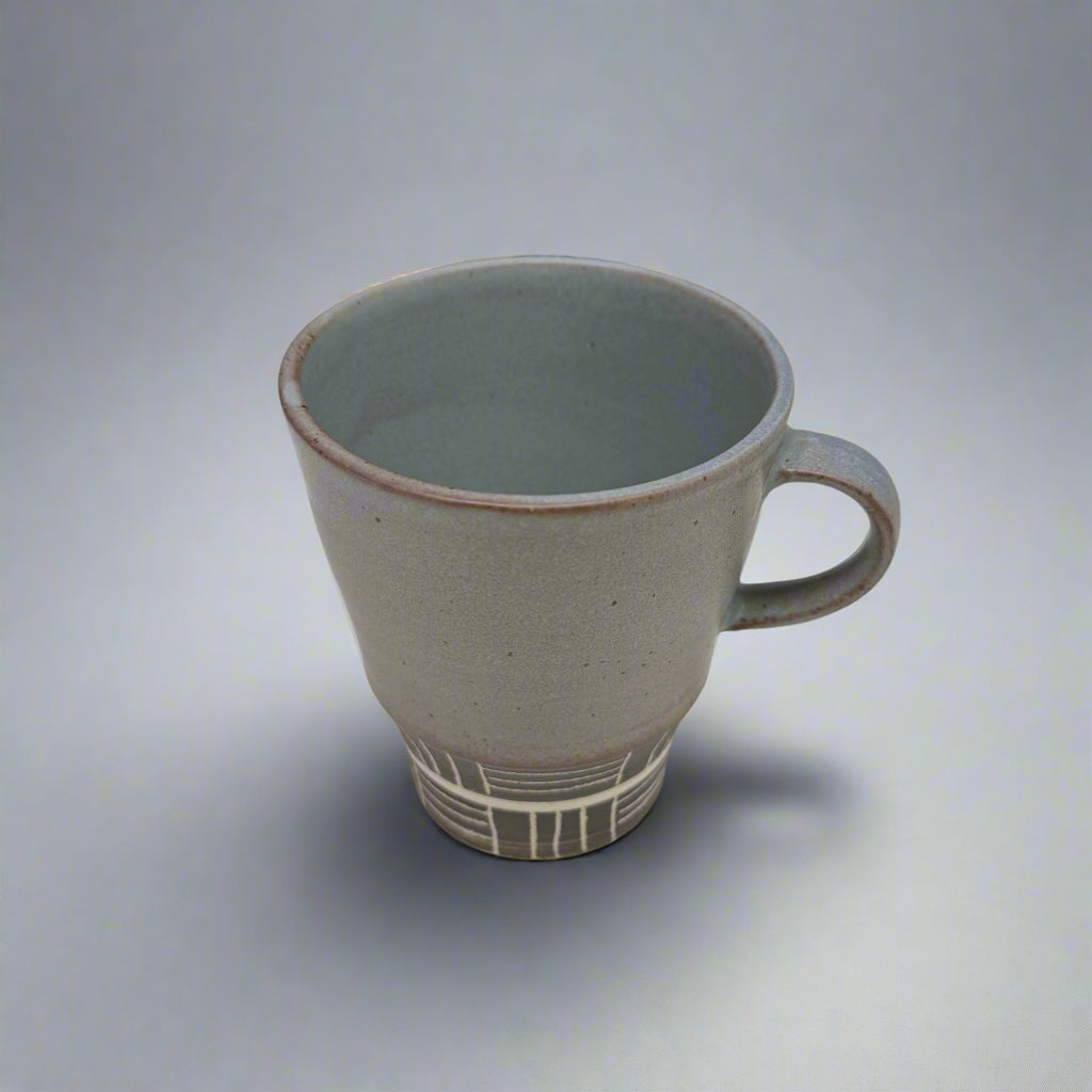 Maruko Carved Line Pattern Grey Mug