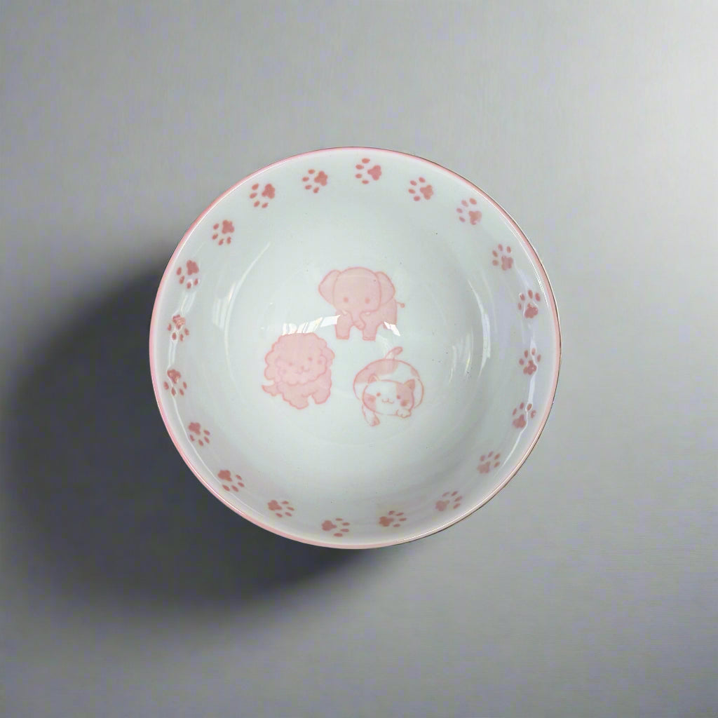 Mino-ware Pink Animal Rice Bowl