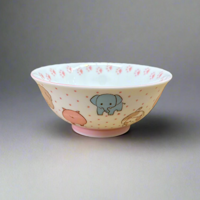 MIno-ware Pink Animal Donburi Bowl