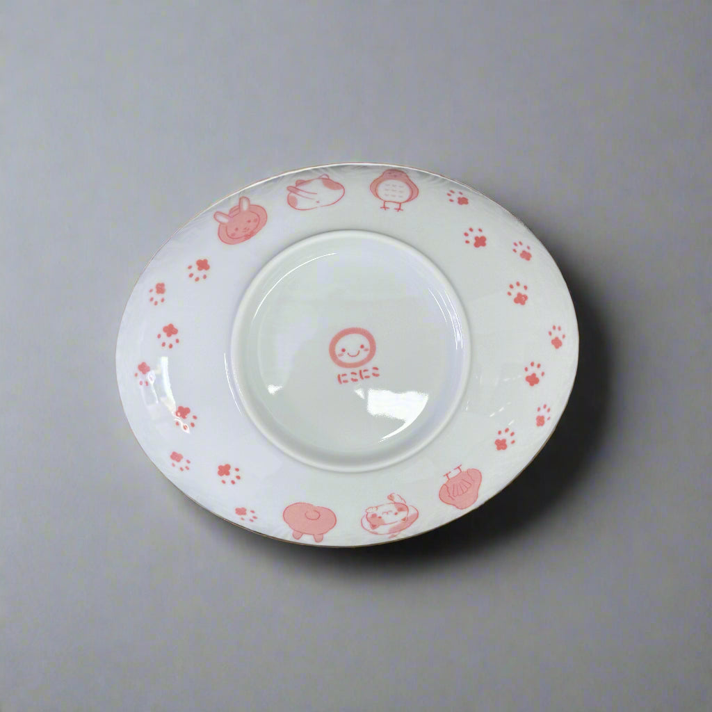 Mino-ware Pink Animal Oval Plate