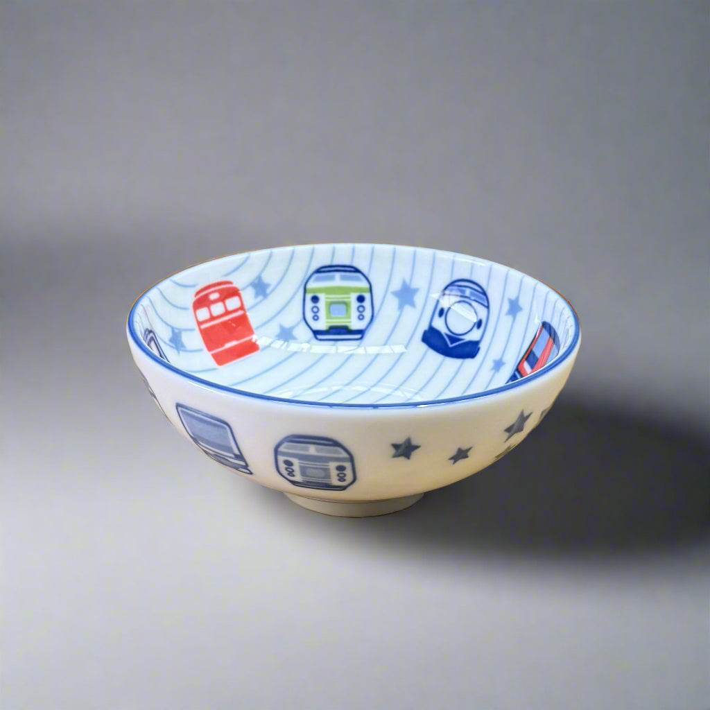 Mino-ware Train Pattern Flat Bowl
