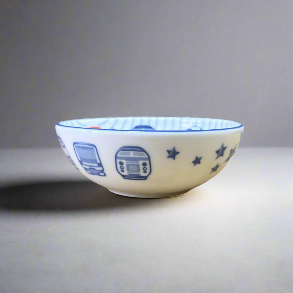 Mino-ware Train Pattern Flat Bowl