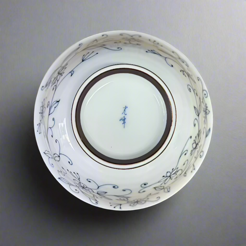 Mino-ware Fine Line Flowers Ramen Bowl