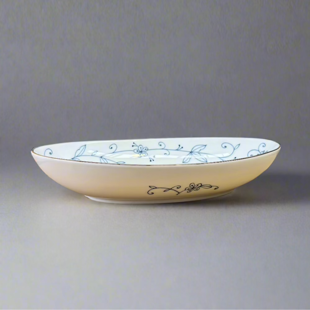 Mino-ware Fine Line Flowers Narrow Plate