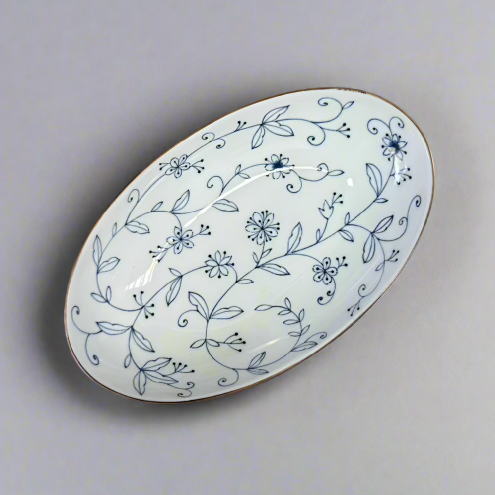 Mino-ware Fine Line Flowers Narrow Plate