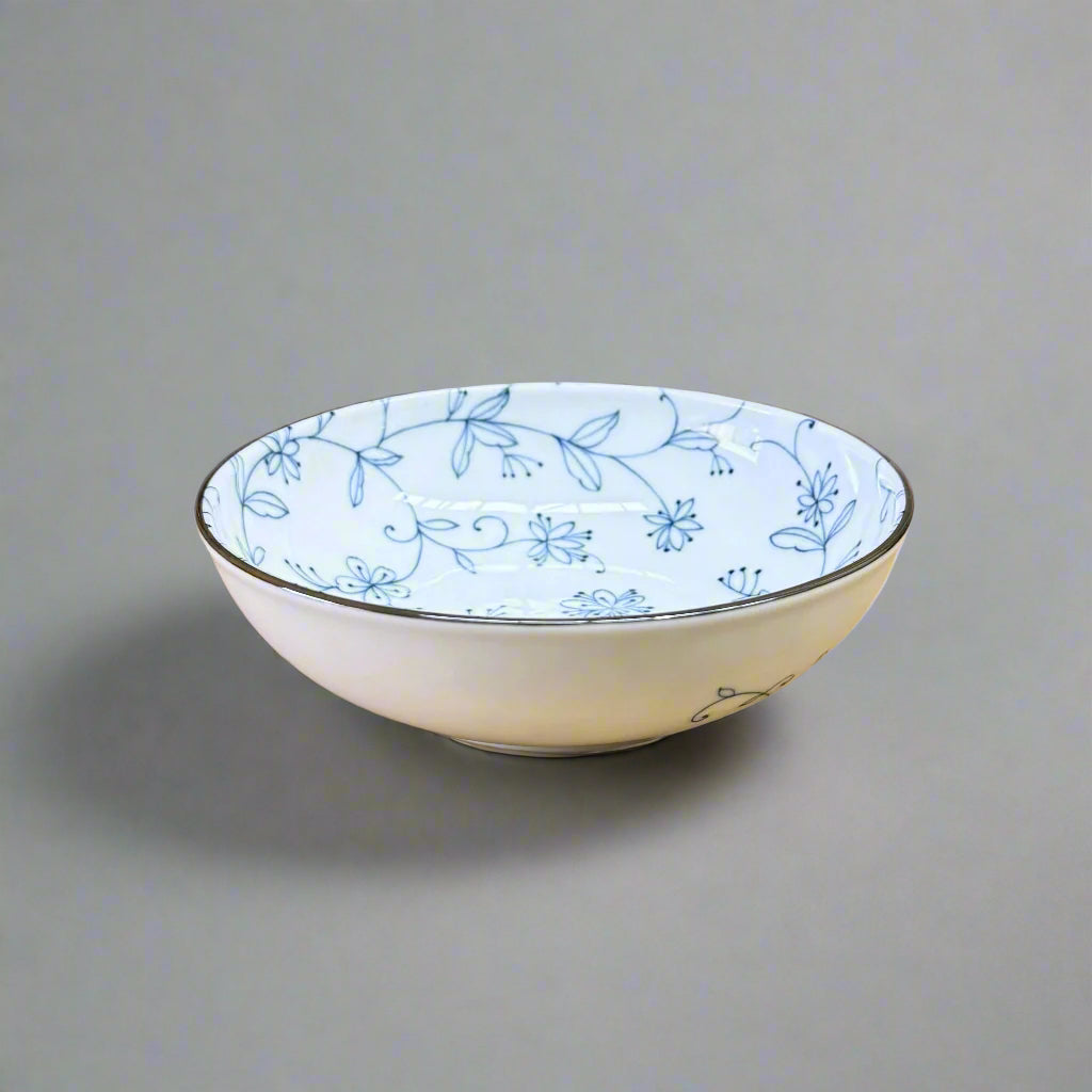Mino-ware Fine Line Flowers Flat Bowl