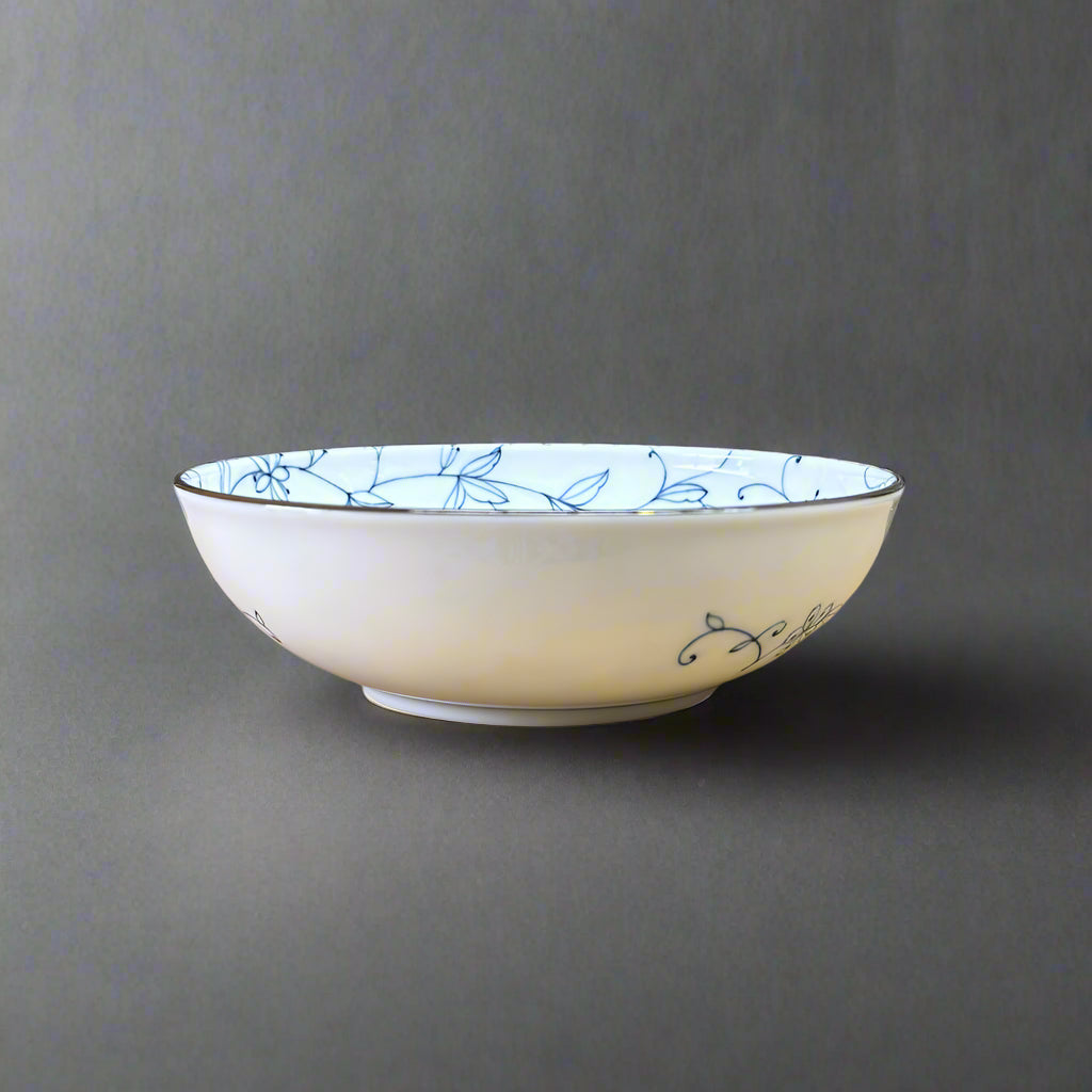 Mino-ware Fine Line Flowers Flat Bowl