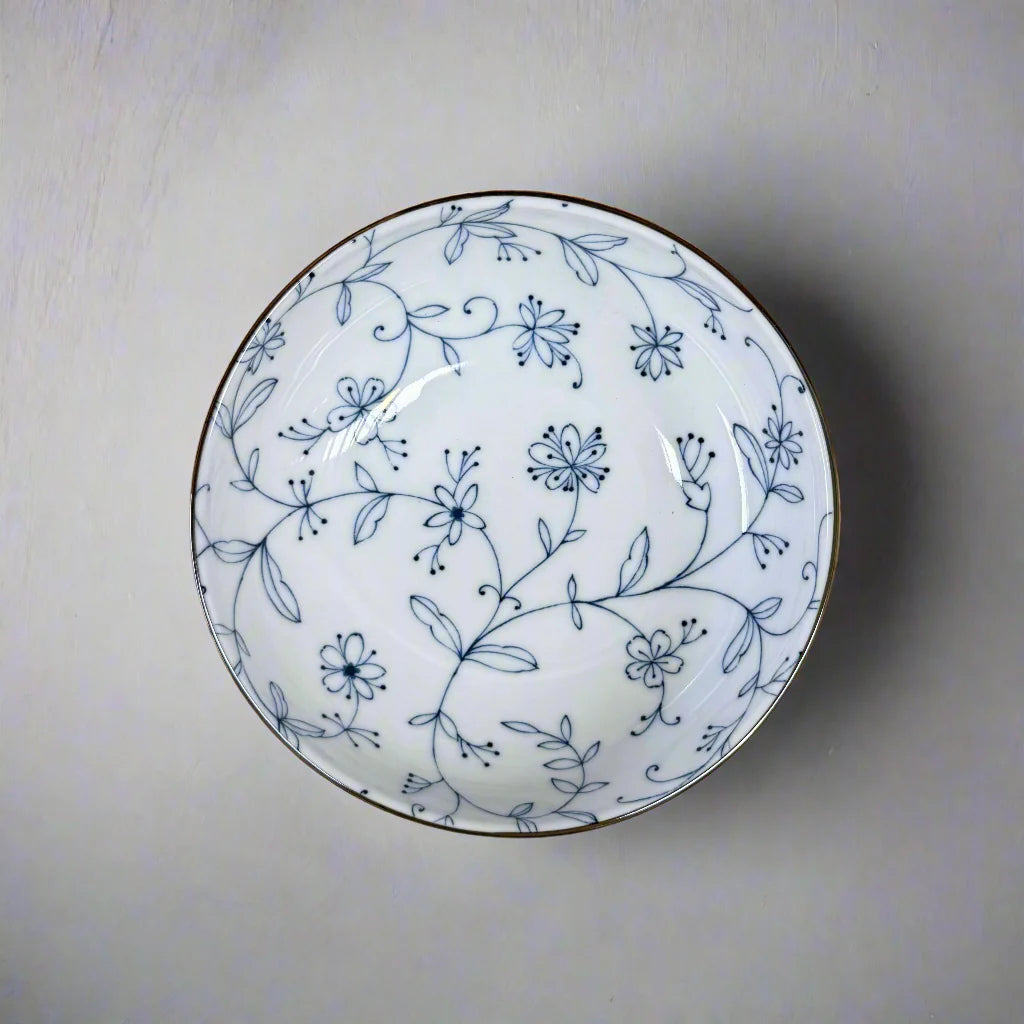 Mino-ware Fine Line Flowers Flat Bowl