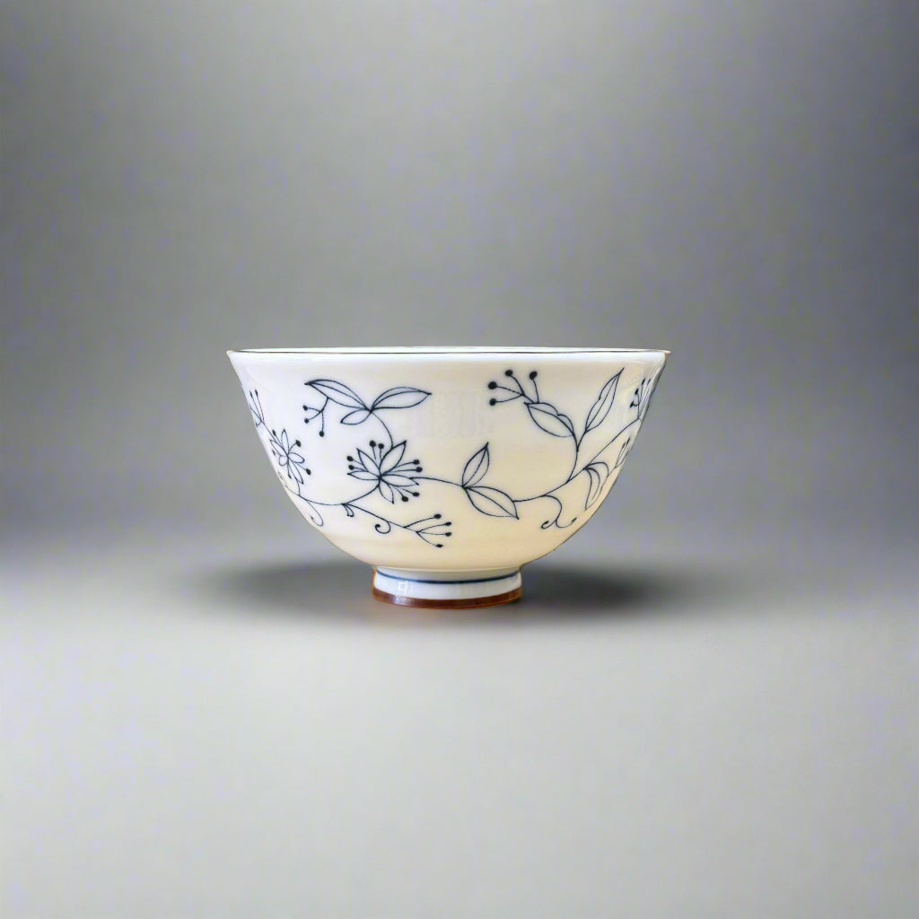Mino-ware Fine Line Flowers Rice Bowl