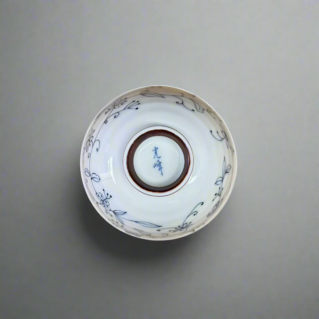 Mino-ware Fine Line Flowers Rice Bowl