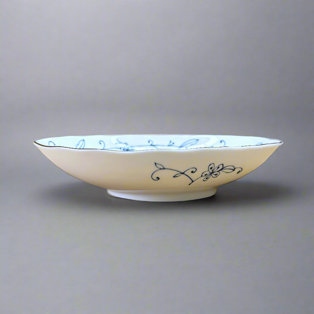 Mino-ware Fine Line Flowers Oval Plate