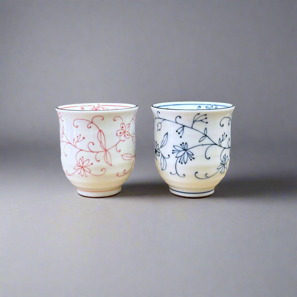 Mino-ware Fine Line Flowers Tea Cup