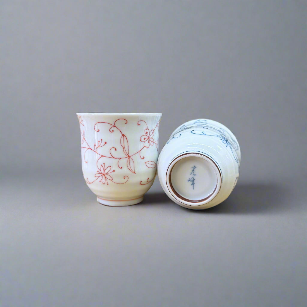Mino-ware Fine Line Flowers Tea Cup