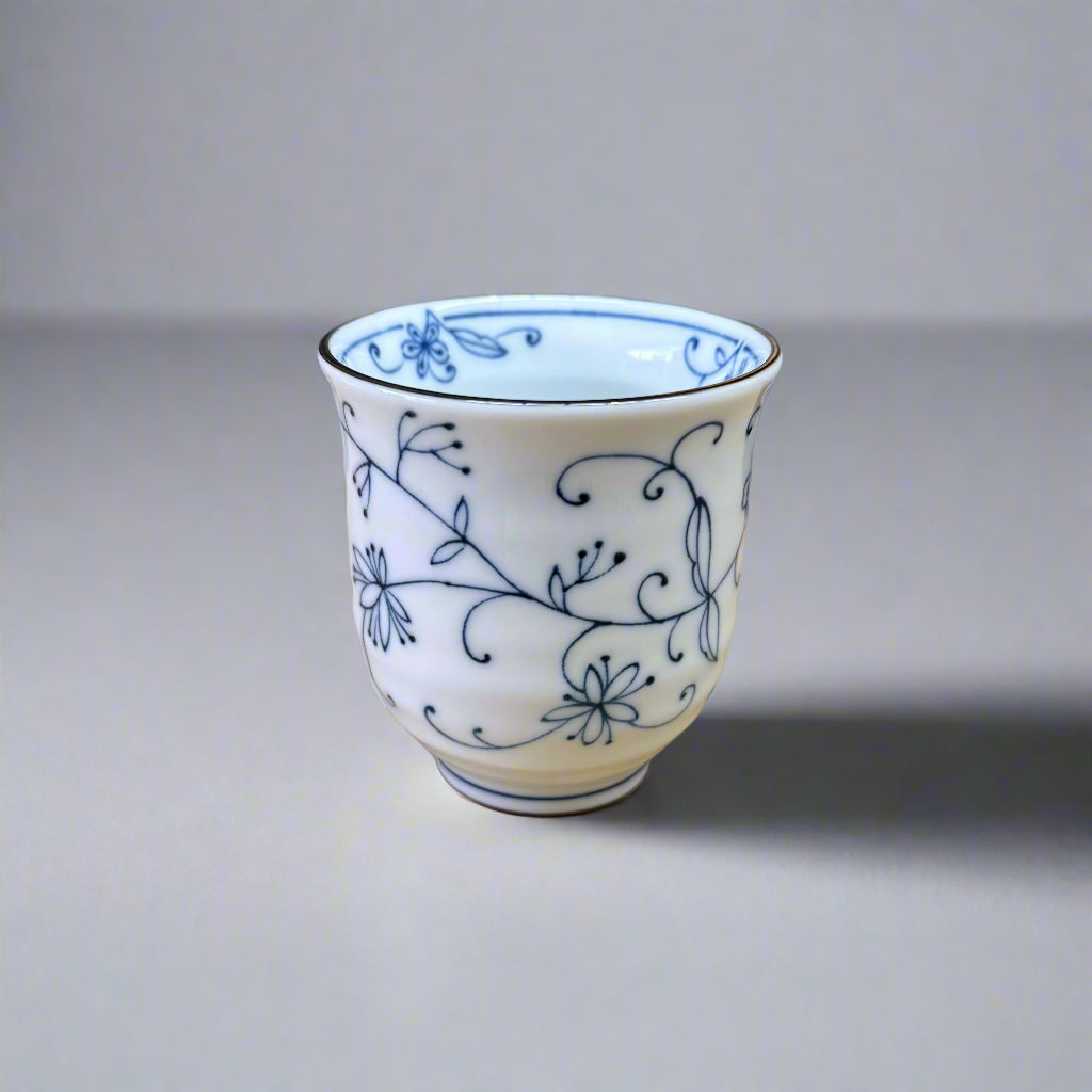 Mino-ware Fine Line Flowers Tea Cup