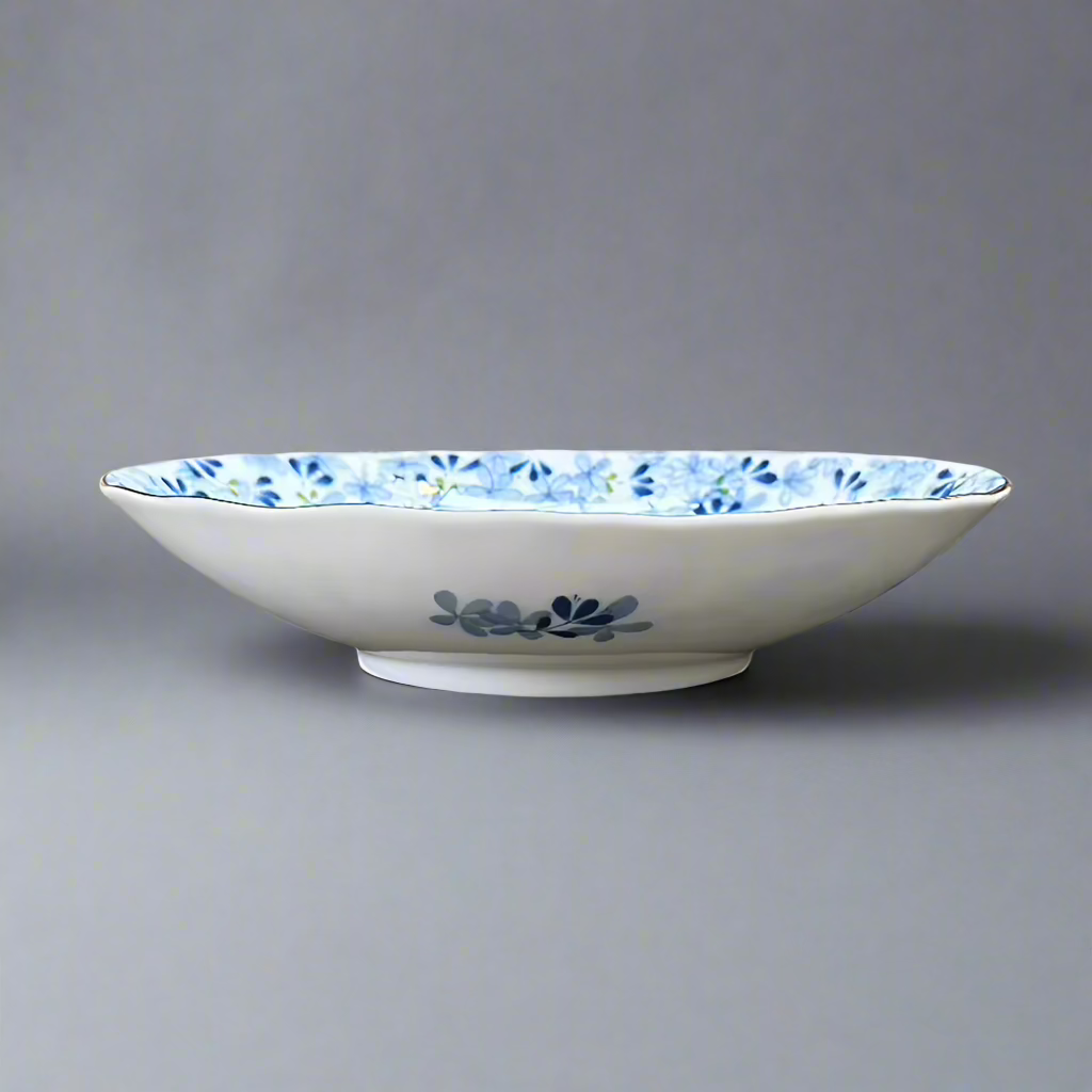 Mino-ware Sprout Pattern Oval Plate