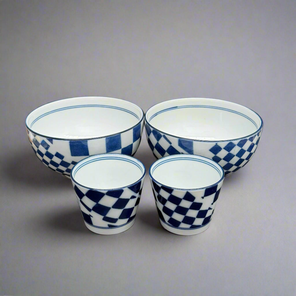 Fukui Craft Blue Checkered Dining Set 4pcs