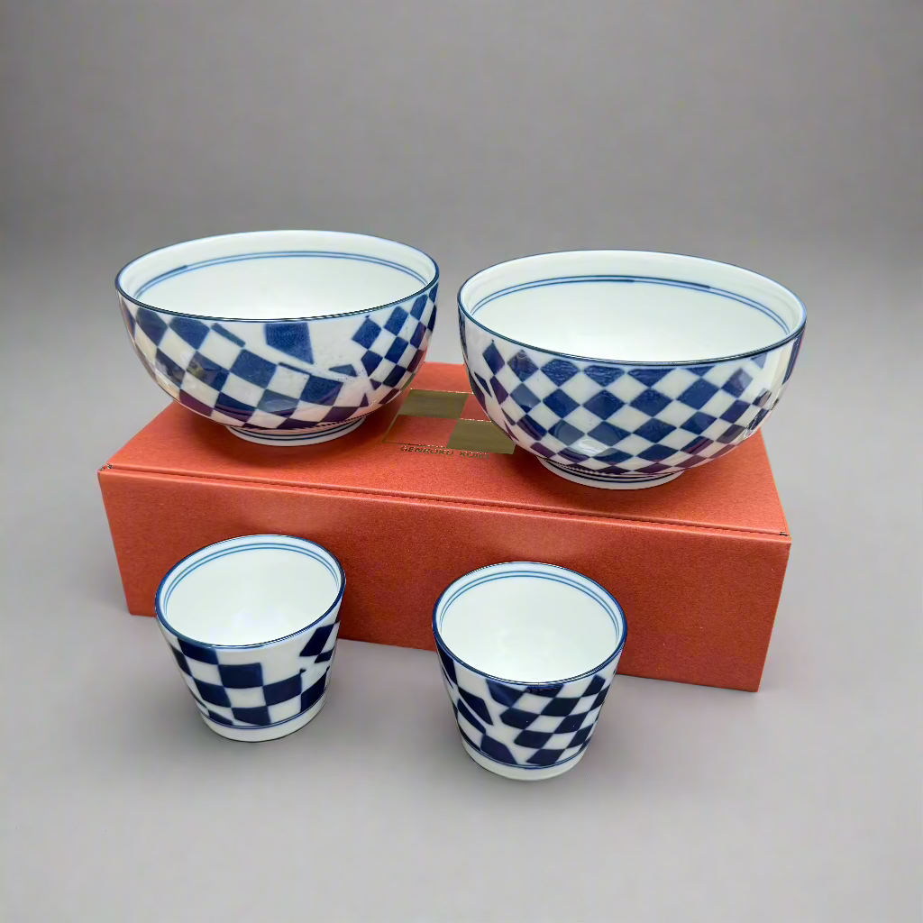 Fukui Craft Blue Checkered Dining Set 4pcs