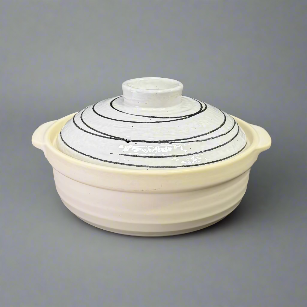 Mino-ware Black and White Clay Pot