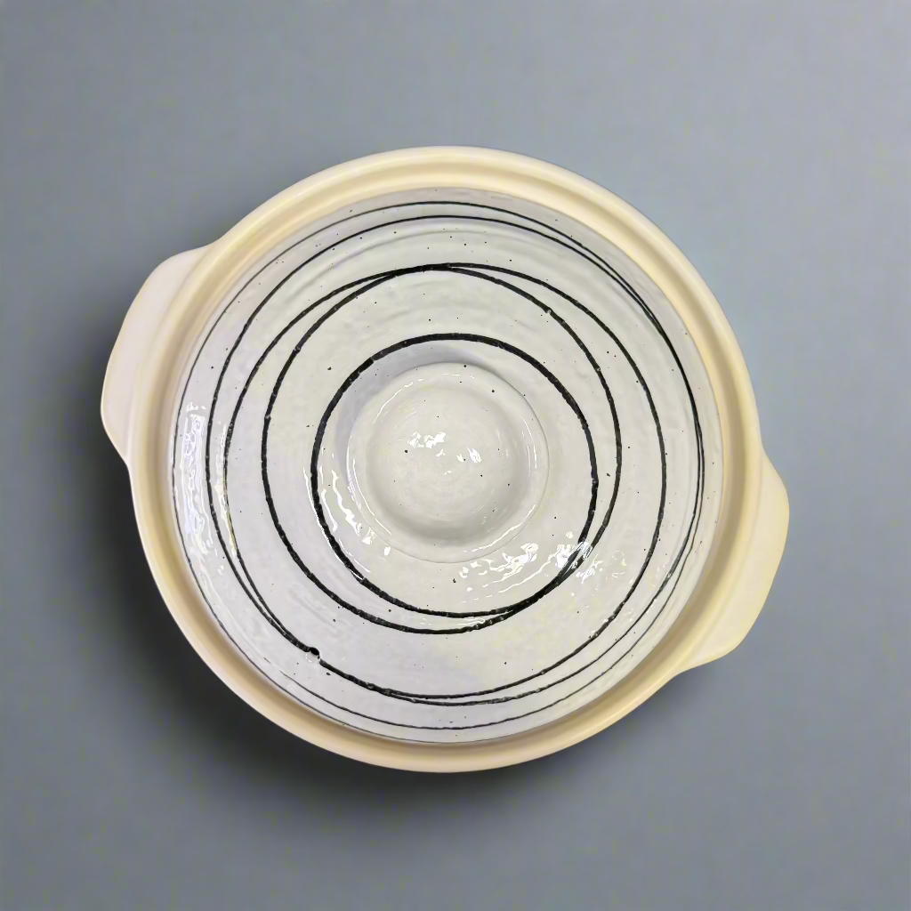 Mino-ware Black and White Clay Pot