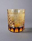 Kadowaki Edo Kiriko Whisky Glass Chrysanthemum Crest - Amber Red