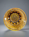 Kadowaki Edo Kiriko Whisky Glass Chrysanthemum Crest - Amber Red