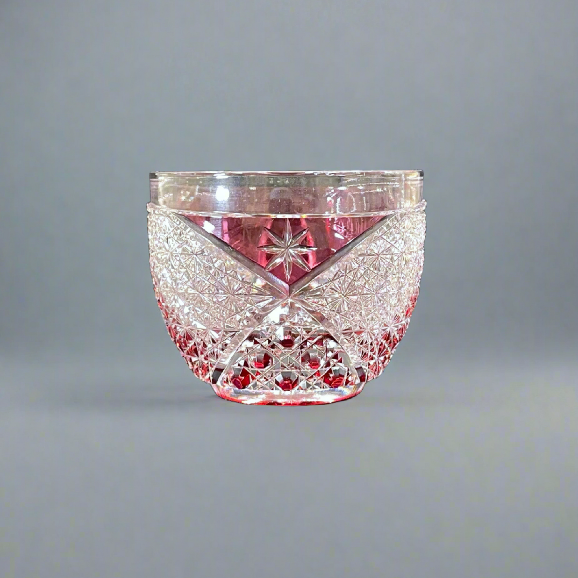 Haku Edo Kiriko Crystal Sake Glass - Kaika 開花 (Red)
