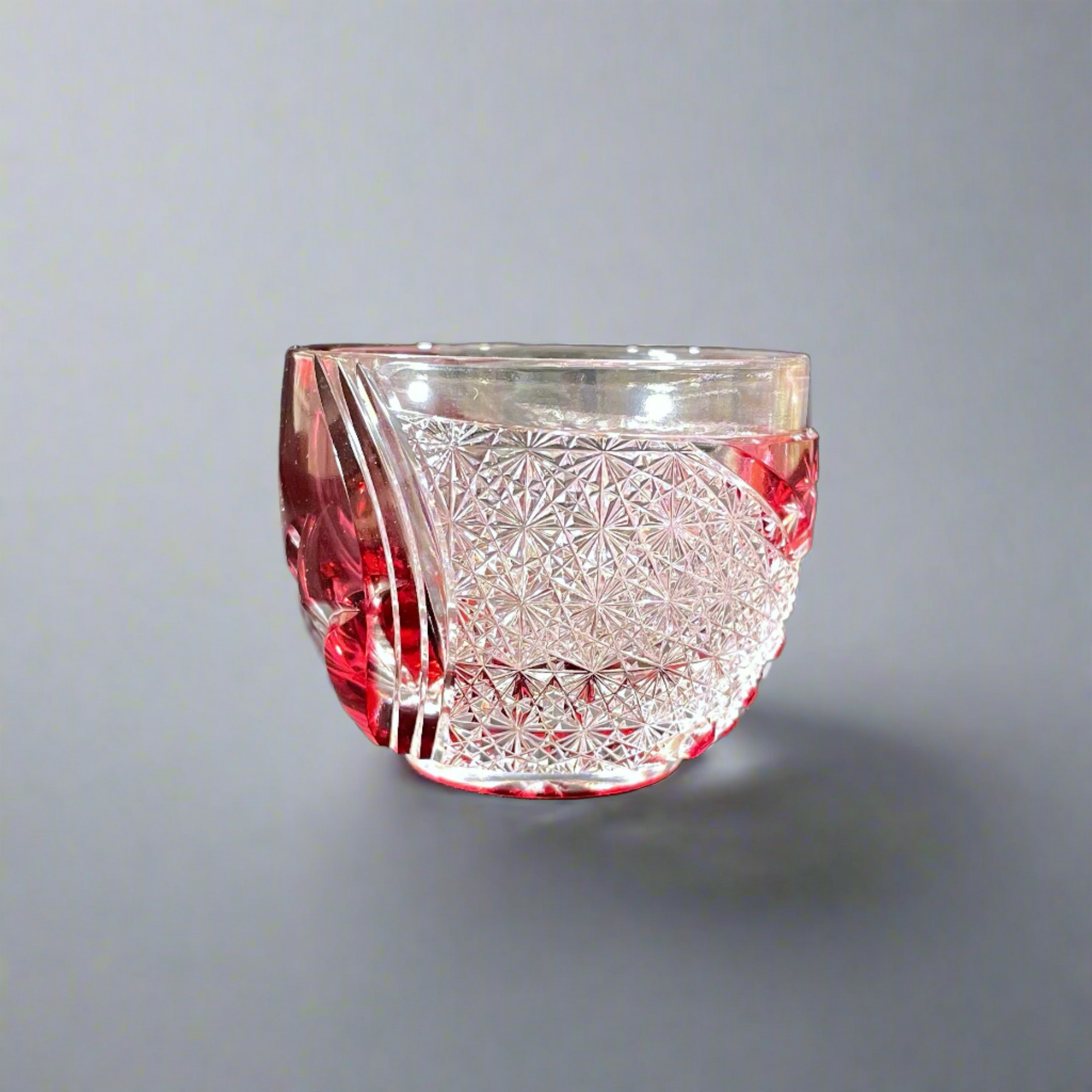 Haku Edo Kiriko Crystal Sake Glass - Kaika 開花 (Red)