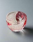 Haku Edo Kiriko Crystal Sake Glass - Kaika 開花 (Red)