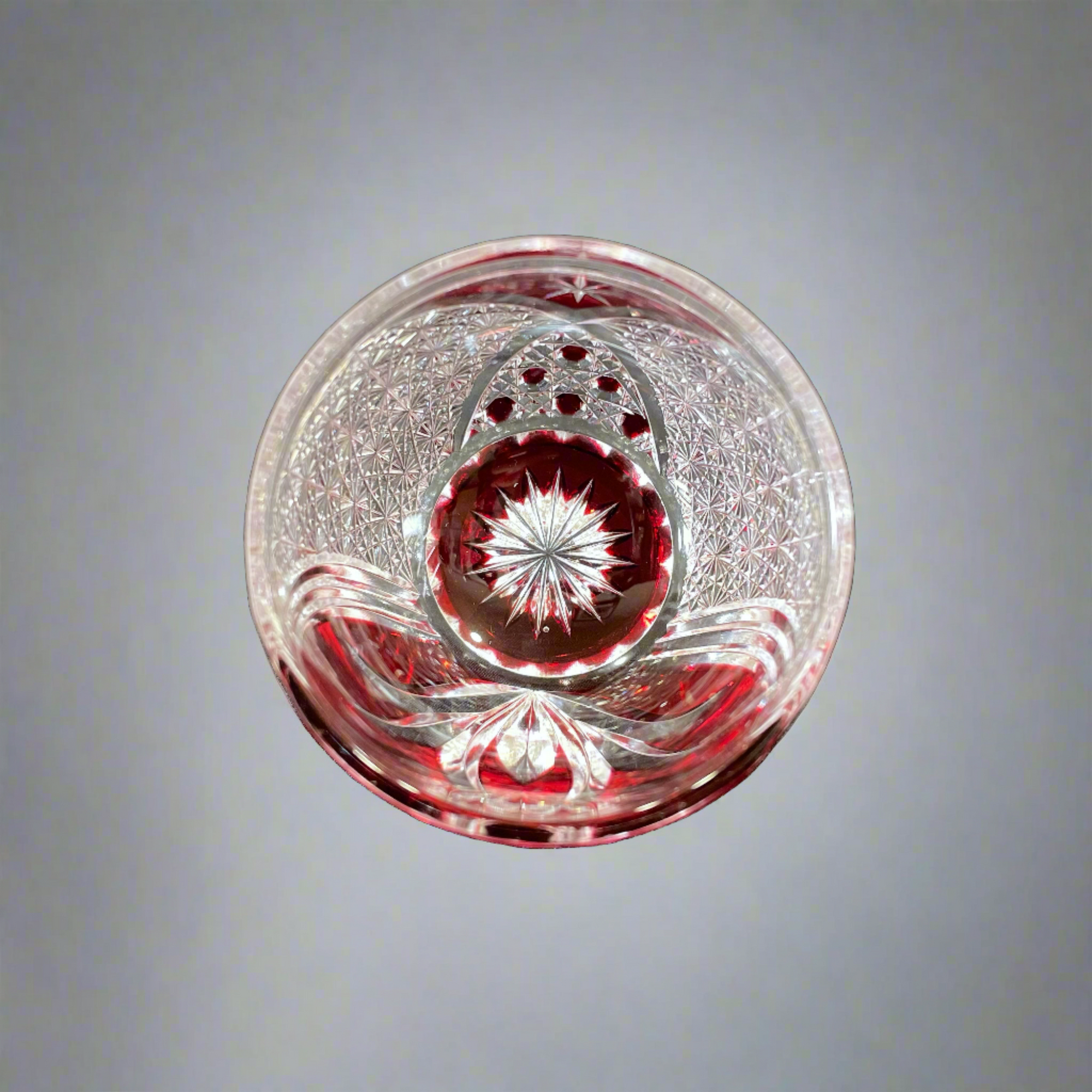 Haku Edo Kiriko Crystal Sake Glass - Kaika 開花 (Red)