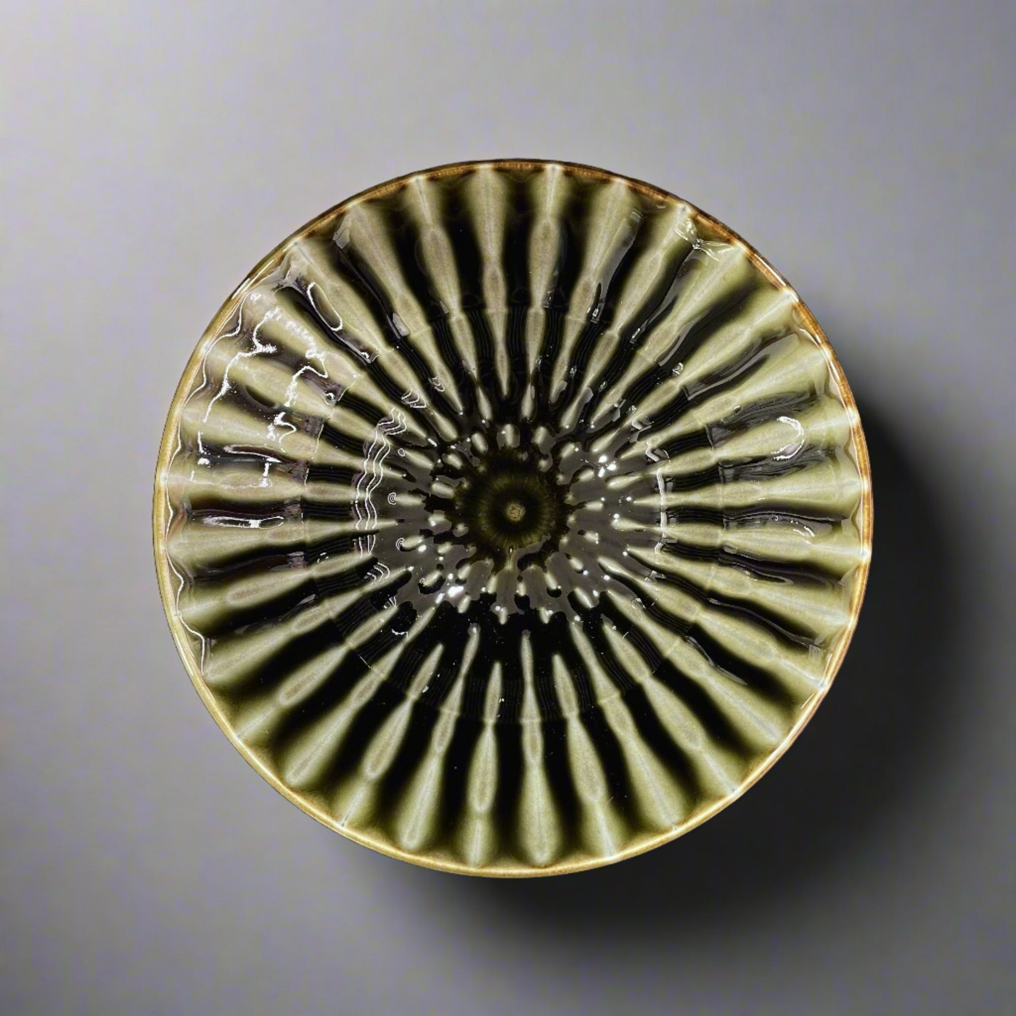 Kakunaka Oribe Ring Deep Bowl