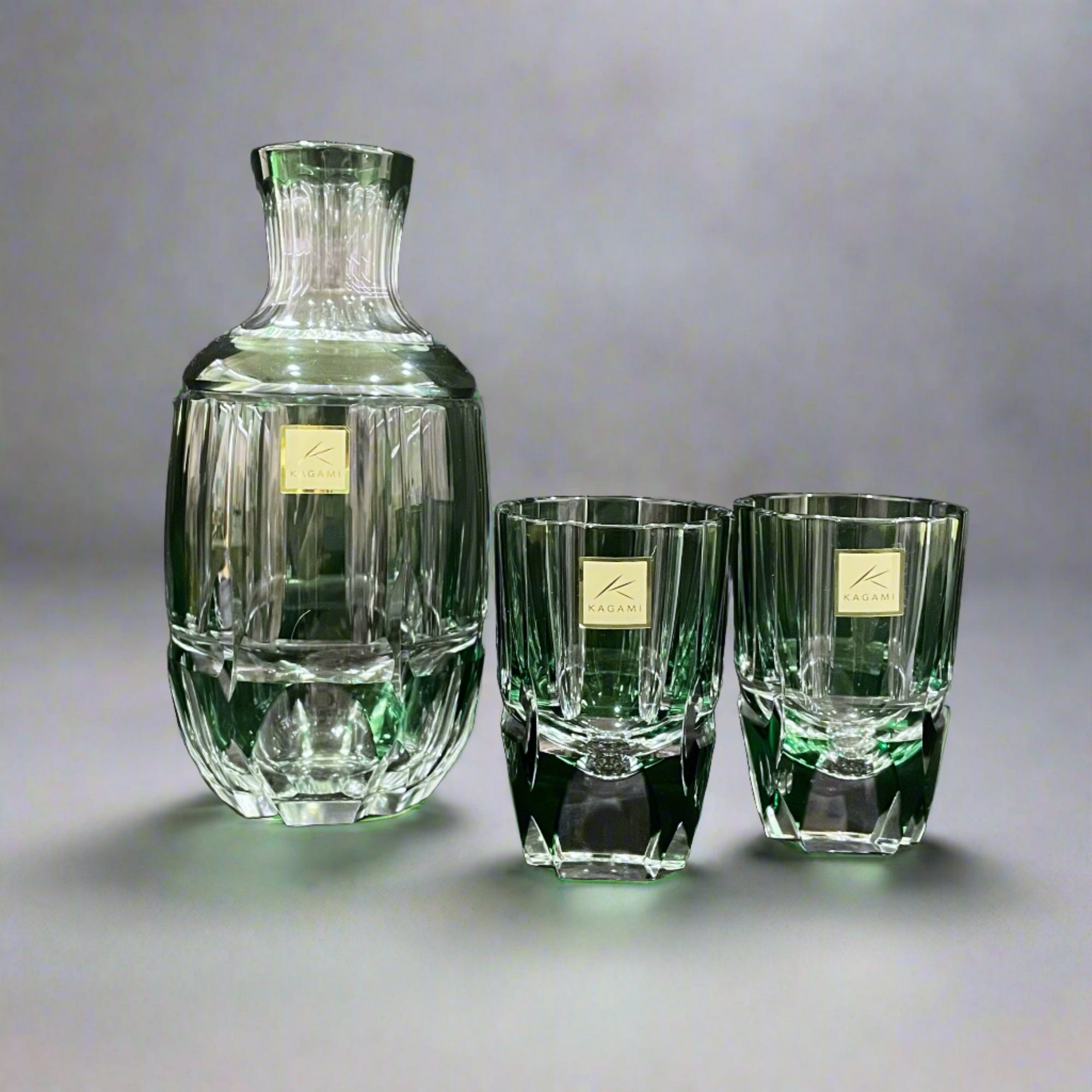 Kagami Edo Kiriko Sake Glass Set - Bamboo Stem 竹の膳
