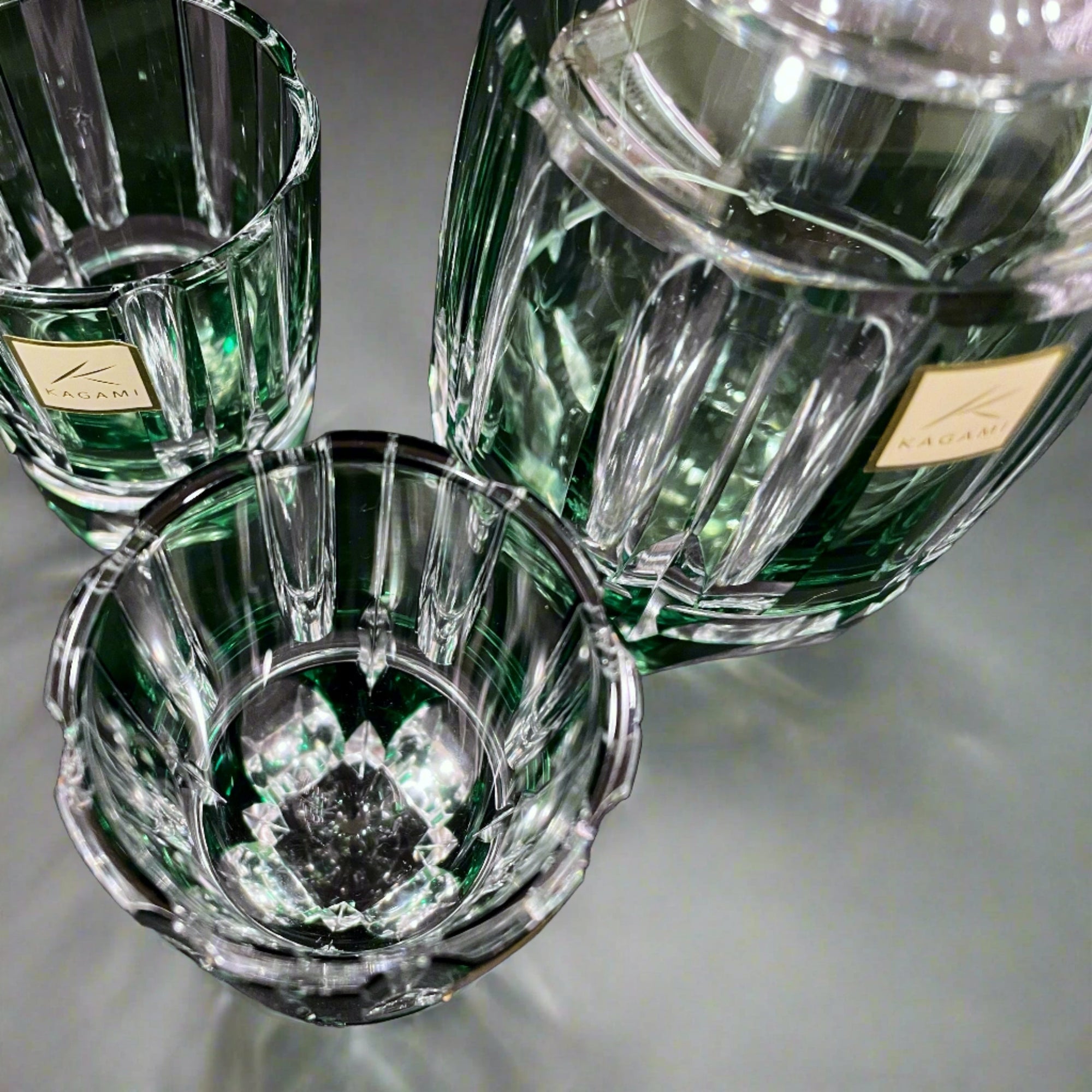Kagami Edo Kiriko Sake Glass Set - Bamboo Stem 竹の膳