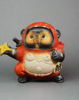 Shigaraki-ware Ninja Tanuki Statue Small - Red