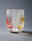 Edo Kiriko Whisky Glass by Junichi Nabetani - Morpho Butterfly 艶舞 (Pink & Yellow)