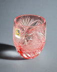 Edo Kiriko Rock Glass by Tatsuya Nemoto - Pink Butterfly