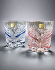 Kagami Rock Glass Pair Set - Chrysanthemum Basket Weave & Fish Scales 菊籠目に魚子紋