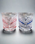 Kagami Rock Glass Pair Set - Chrysanthemum Basket Weave & Fish Scales 菊籠目に魚子紋
