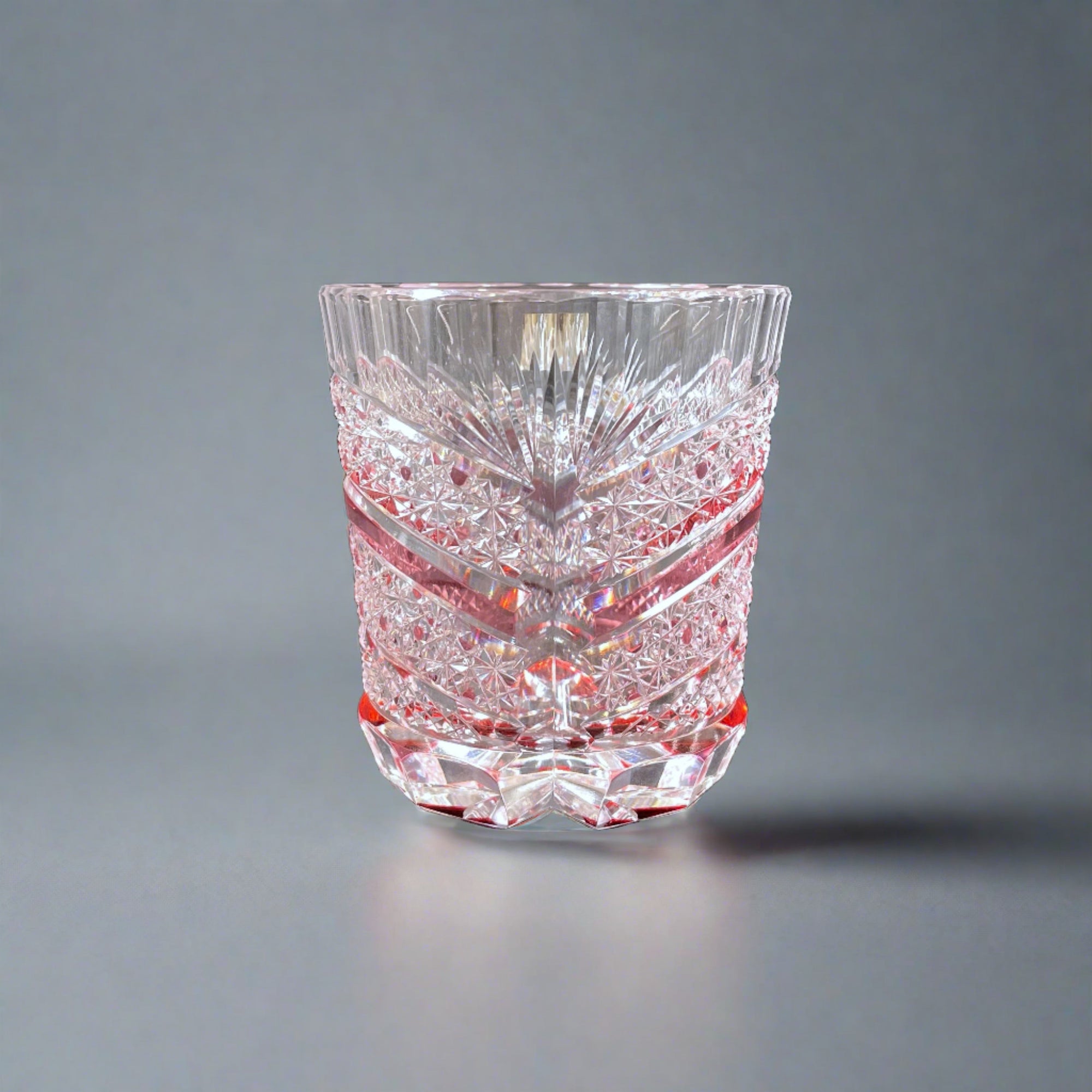 Kagami Rock Glass Pair Set - Chrysanthemum Basket Weave & Fish Scales 菊籠目に魚子紋